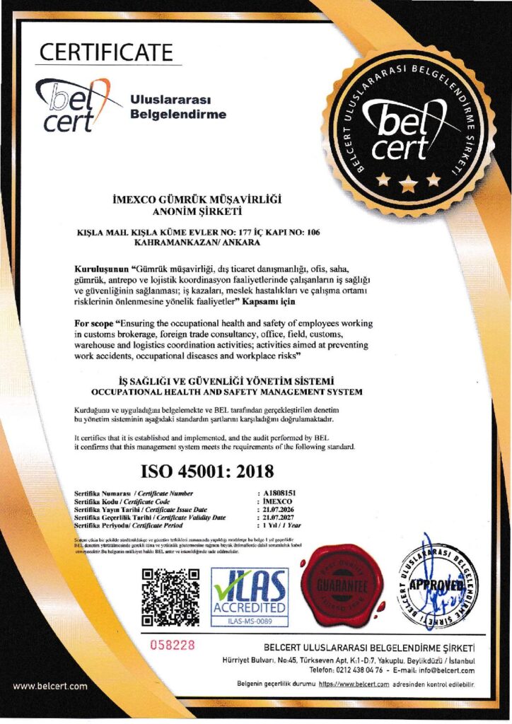 ISO 45001:2018 – İş Sağlığı ve Güvenliği Yönetim Sistemi