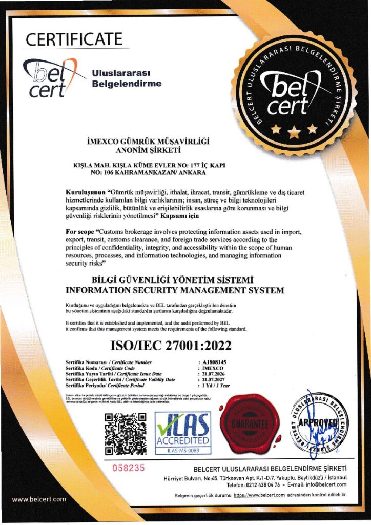 ISO – IEC 27001:2022 – Bilgi Güvenliği Yönetim Sistemi